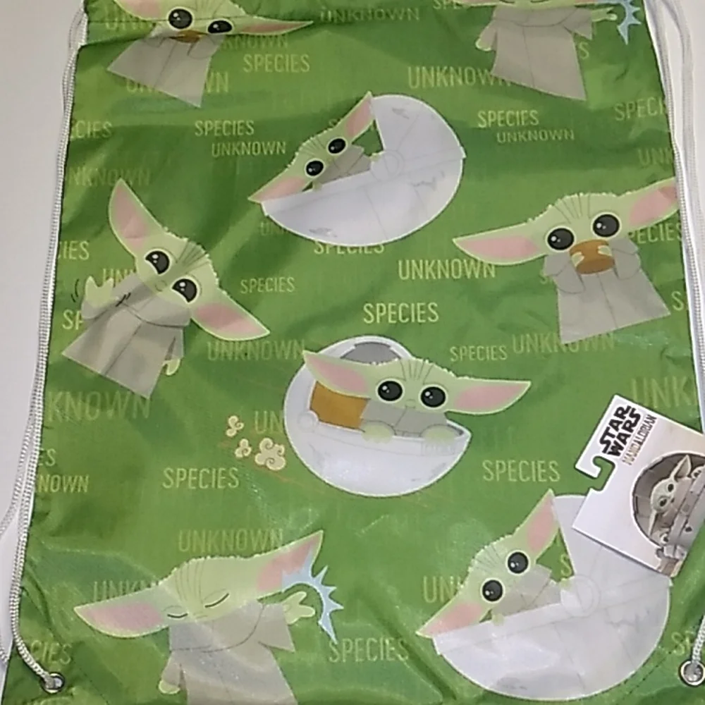 18 x 14 inches 100% polyester Green Star Wars Baby Yoda Drawstring Bag